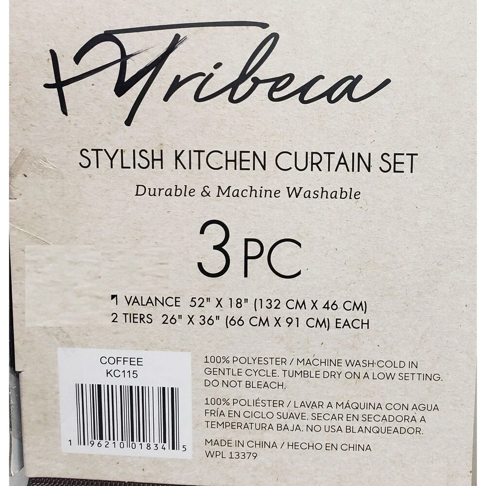 3pc. Kitchen Curtains Set:2 Tiers(26